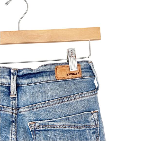 Express Distressed Mid Rise Ankle Legging Jeans Sz 2S - Picture 5 of 7